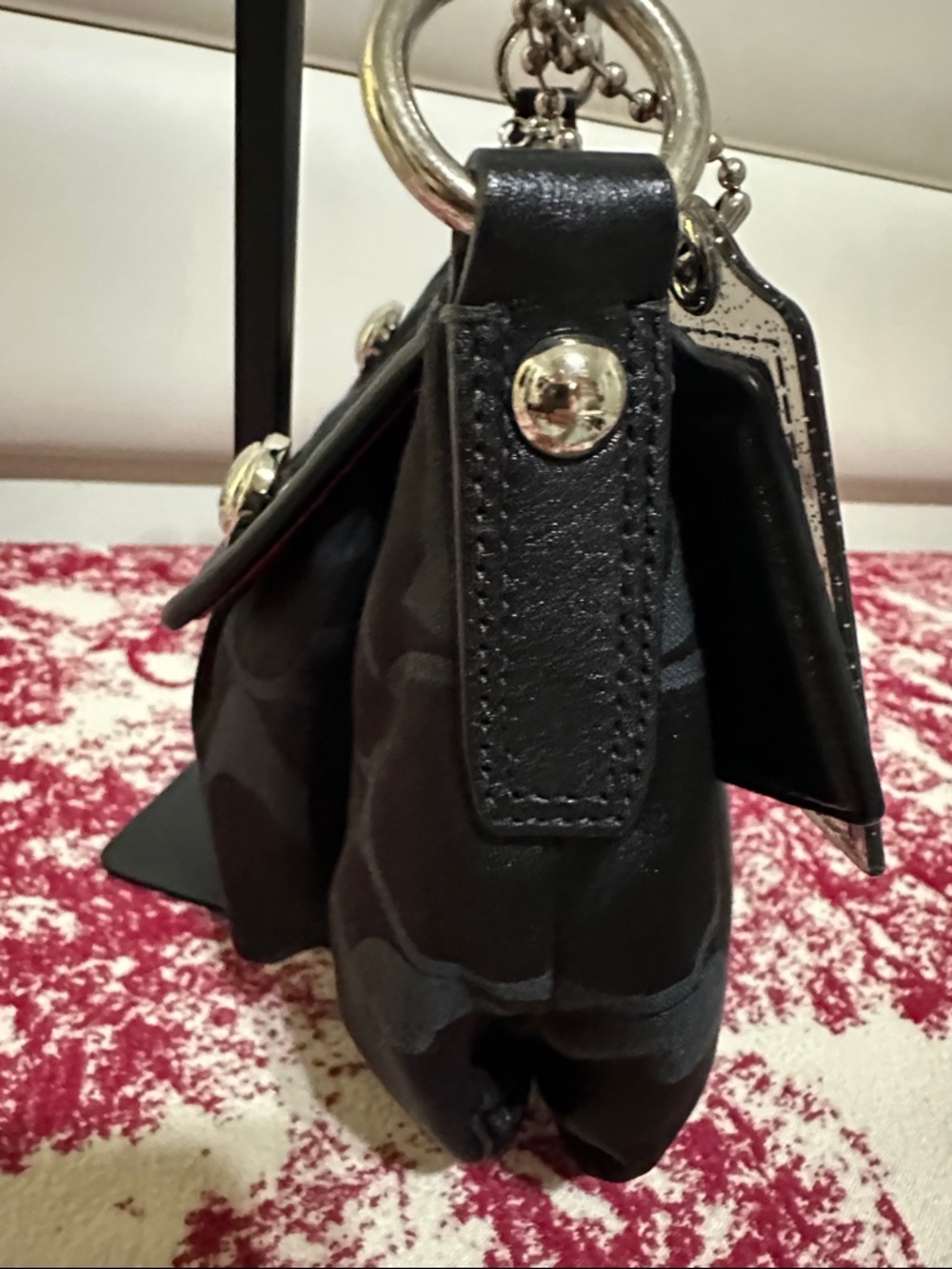 Coach Black Signature Canvas Shoulder Bag with Silver Hardware - Picture 7 of 15